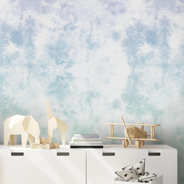 Tie Dye Abstract Mural Wall Covering | Ocean Surf | Peel and Stick or Unpasted Wallpaper Mural | Non-toxic