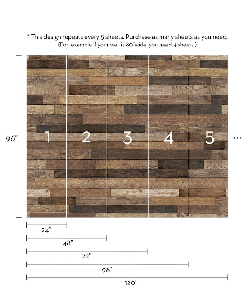 Extra Large Wall Art Brown Wood Peel and Stick Wall Poster Reclaimed Wood Accent Mural Wallpaper