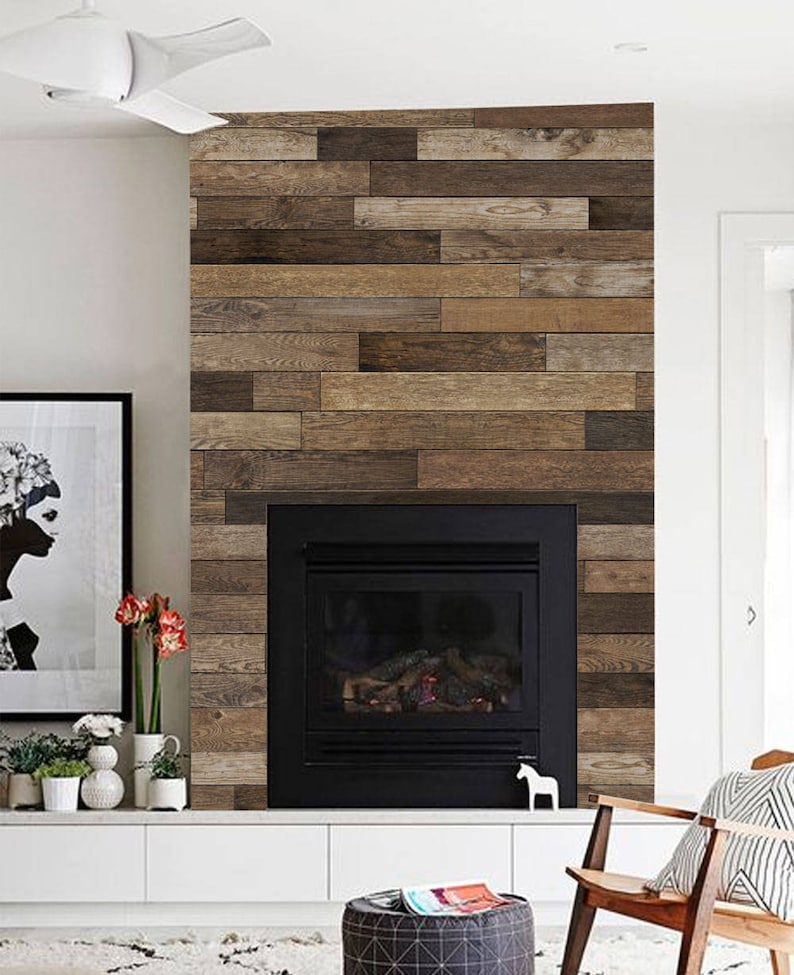 Extra Large Wall Art Brown Wood Peel and Stick Wall Poster Reclaimed Wood Accent Mural Wallpaper