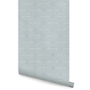 Diamant Geometrische Art Deco Linien Tapete, Hellblau, Wallpaper