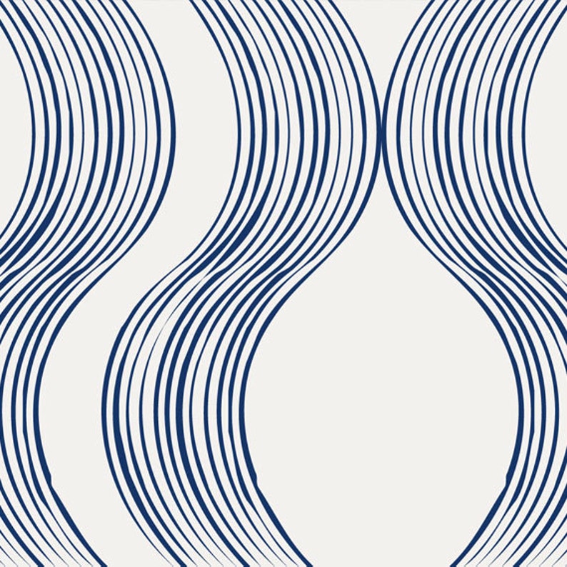 Wave Navy Peel & Stick Fabric Wallpaper Repositionable Etsy