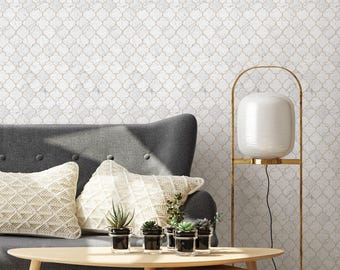 Moroccan Marble Wall Covering | Copper Gold | Peel and Stick or Unpasted Wallpaper Mural | Non-toxic