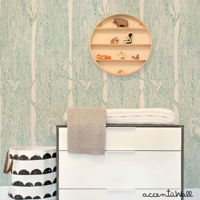 Forest Mint Peel & Stick Fabric Wallpaper Repositionable Etsy