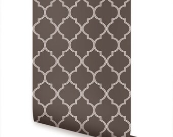 Moroccan Chocolate Brown Peel & Stick Fabric Wallpaper Repositionable