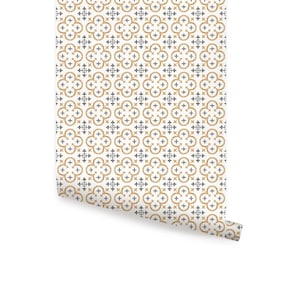 Flower Moroccan Tile Mustard   Wallpaper