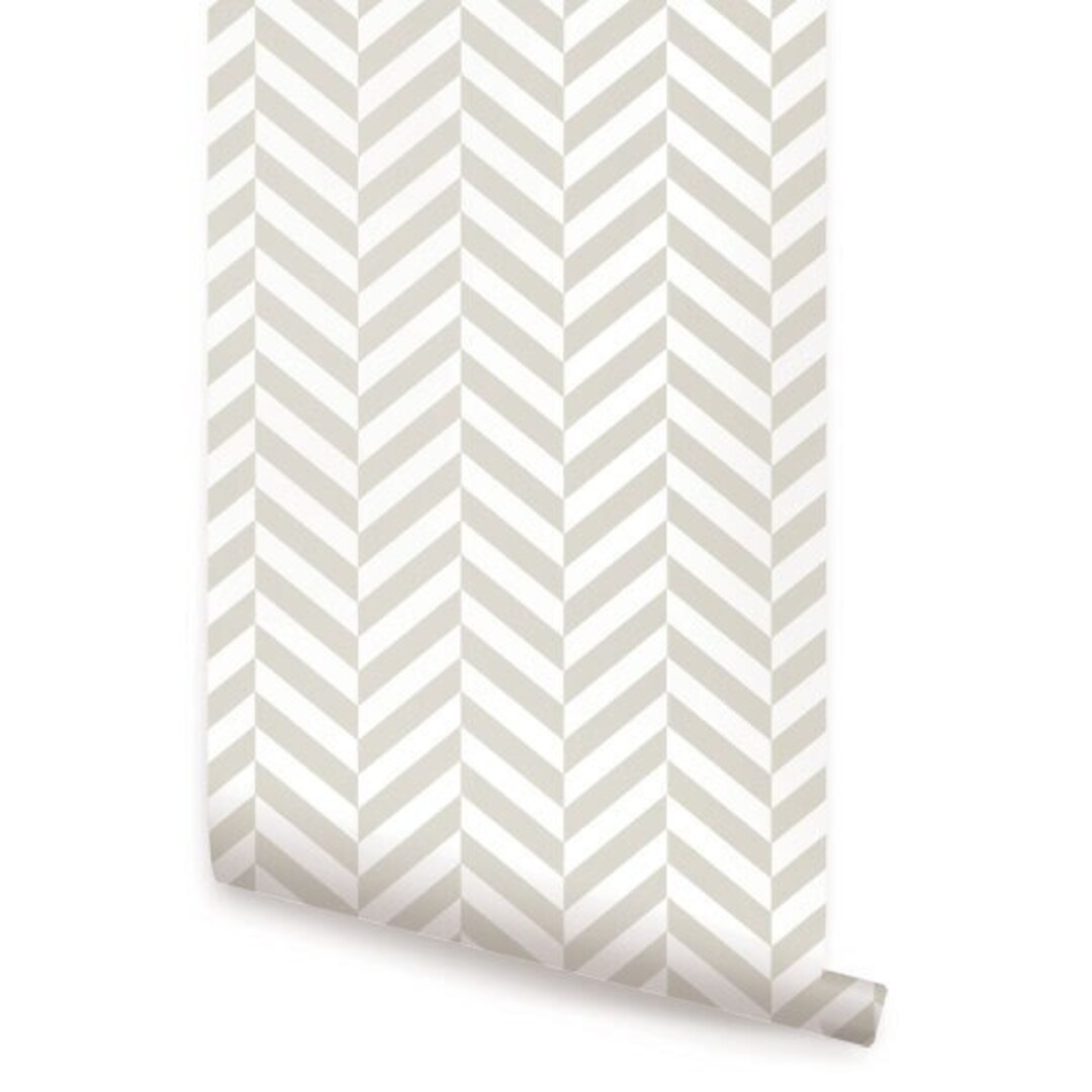 Herringbone Solid Beige Peel & Stick Wallpaper Repositionable Etsy