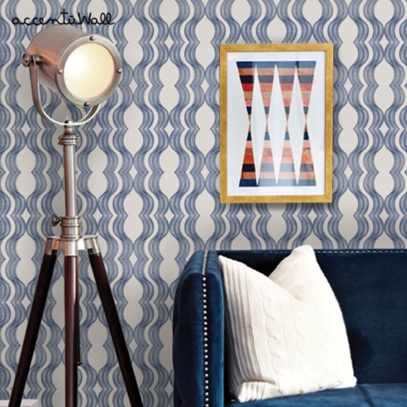 Wave Navy Peel & Stick Fabric Wallpaper Repositionable - Etsy