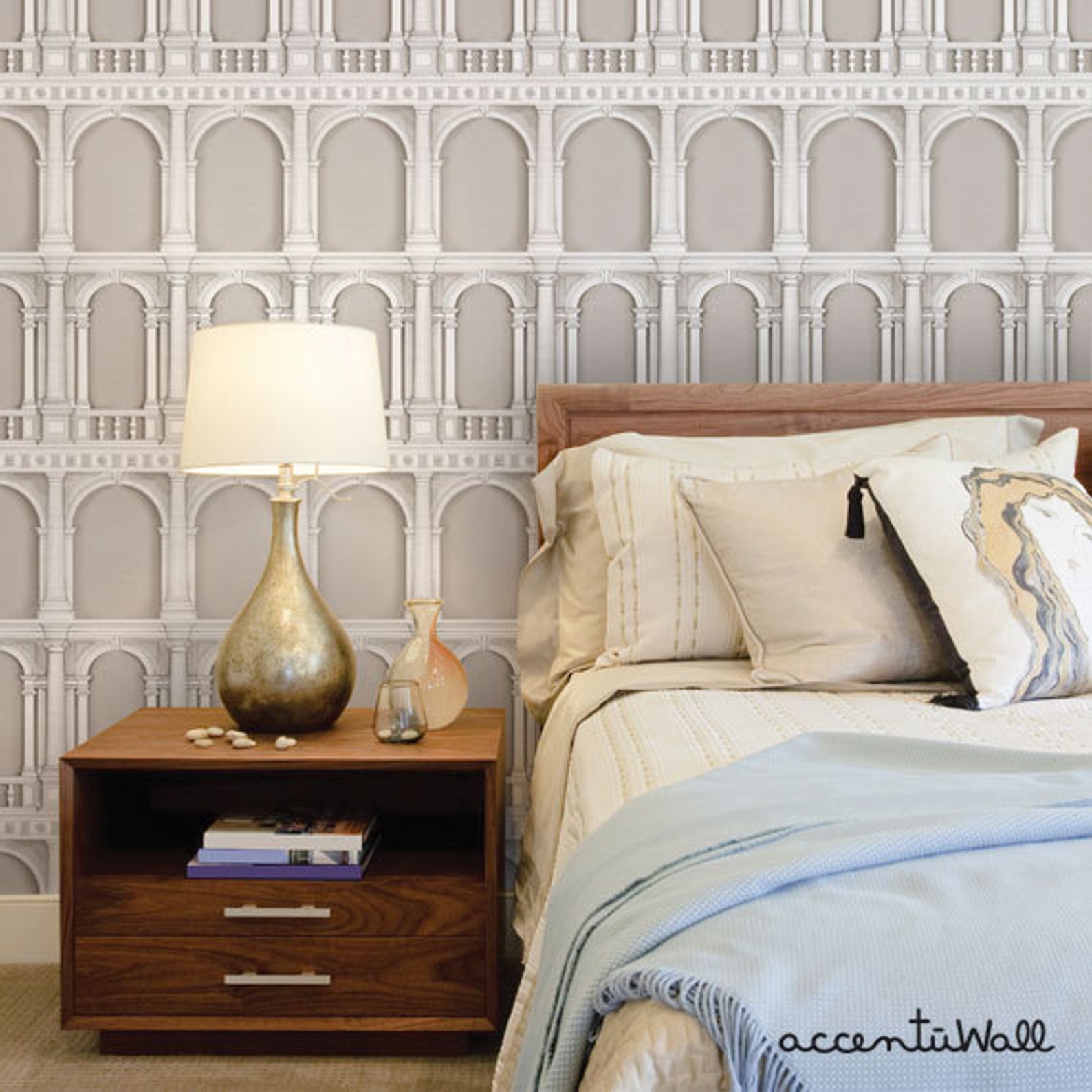 Classic Architecture Beige Peel & Stick Fabric Wallpaper Etsy