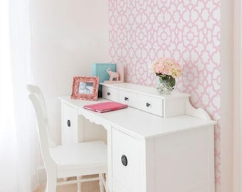 Revestimiento de pared enrejado / Rosa / Mural de papel pintado despegable y pegable / No tóxico
