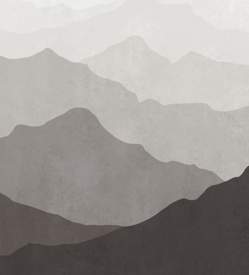 Mountain Mural Wallpaper Warm Grey Mountain Extra Large Wall Etsy