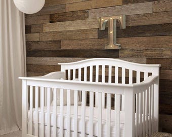 Reclaimed Wood Look Accent Wall Mural Wall Covering | Brown | Peel and Stick or Unpasted Wallpaper Mural | Non-toxic
