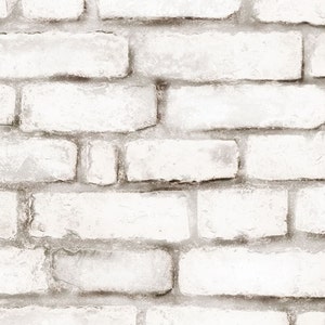 White Brick Wallpaper Aged Vintage Look Wallpaper Repositionable image 4