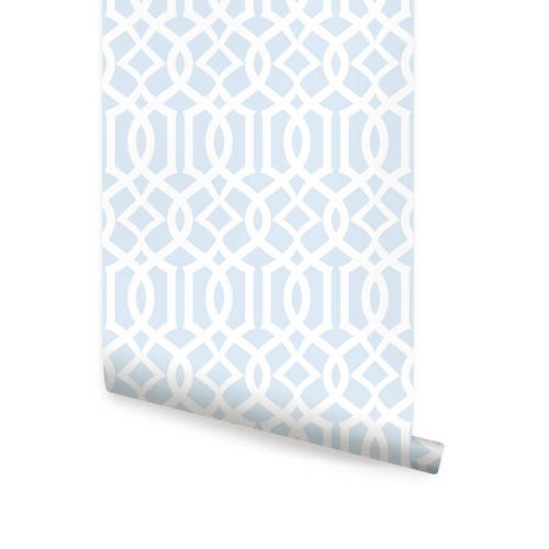 Modern Trellis Sky Blue Peel & Stick Fabric Wallpaper Etsy
