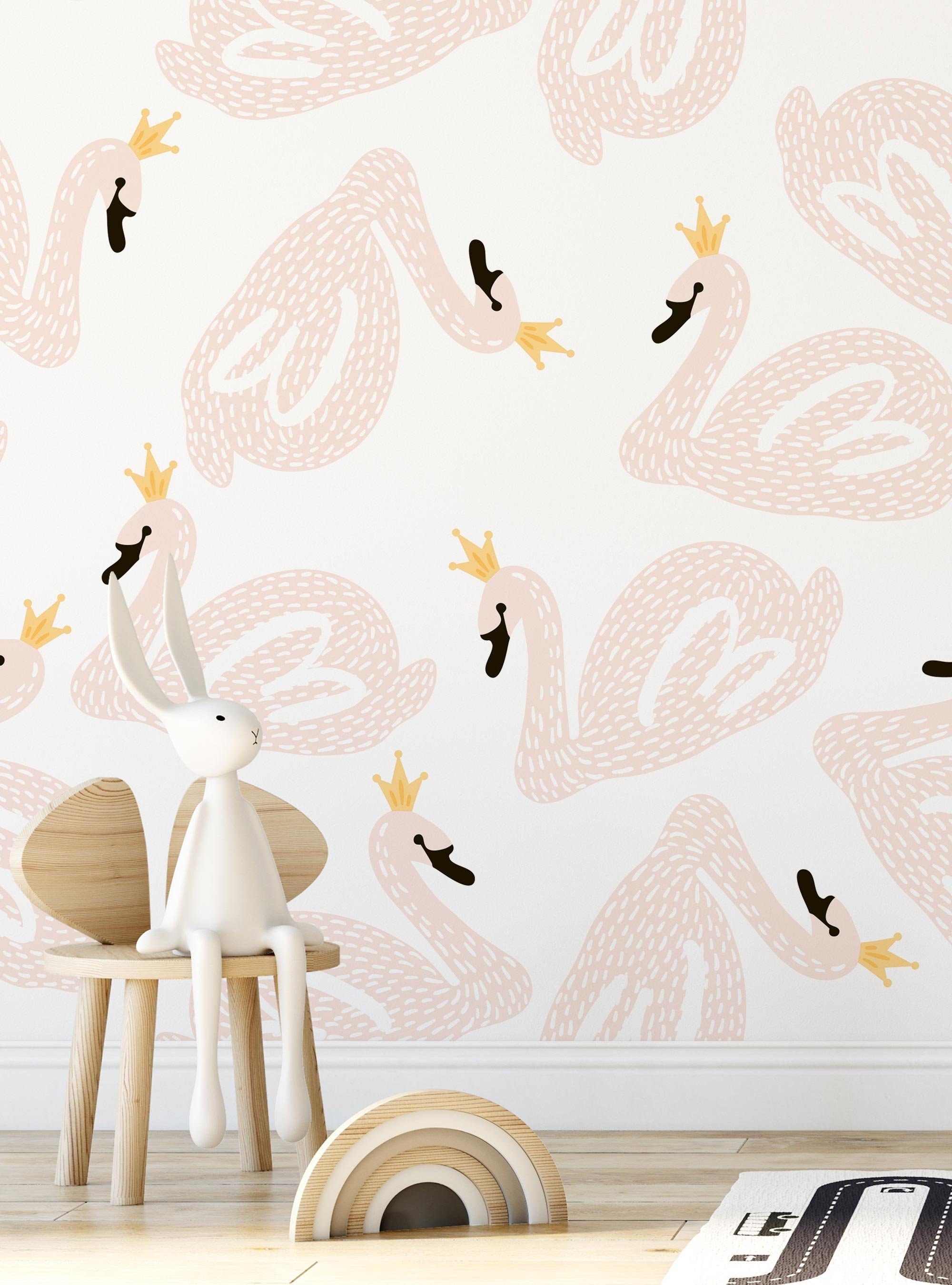 Swan Lake Mural Wallpaper Spring Pink Wall Art Peel and - Etsy Swan Lake Mural Wallpaper Spring Pink Wall Art Peel and - Etsy