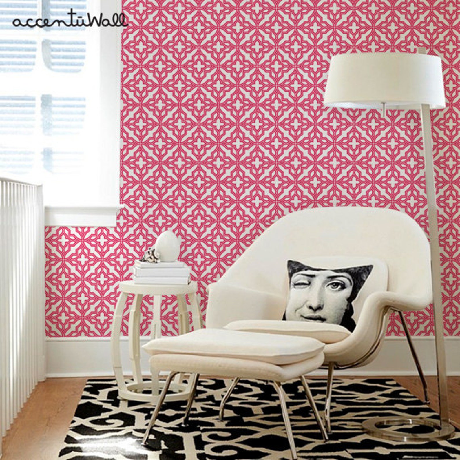 Diamond Flower Magenta Peel & Stick Fabric Wallpaper - Etsy