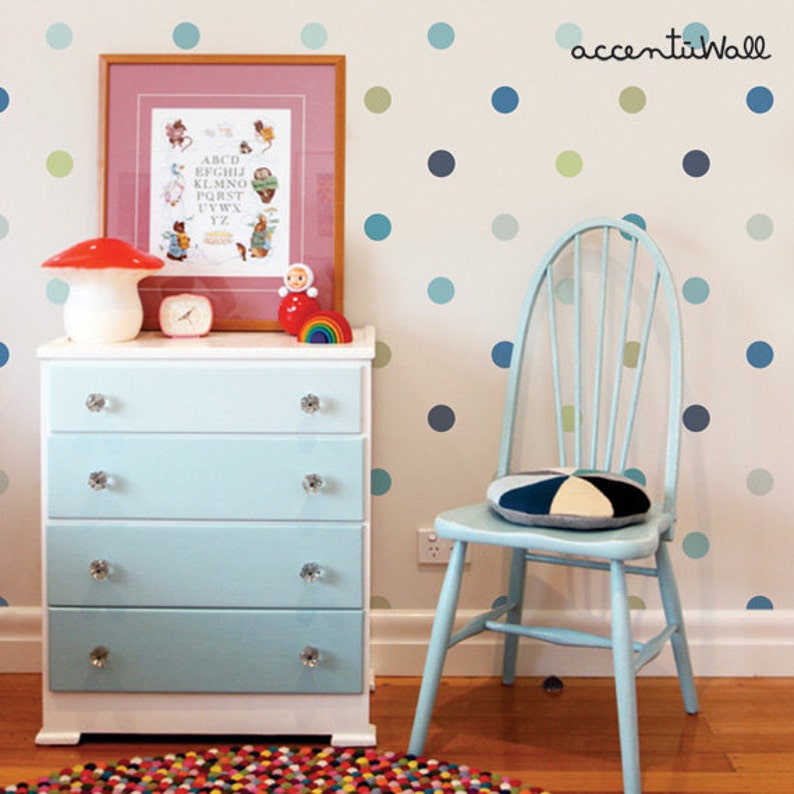 Polka Dot Blue Peel & Stick Fabric Wallpaper Repositionable Etsy