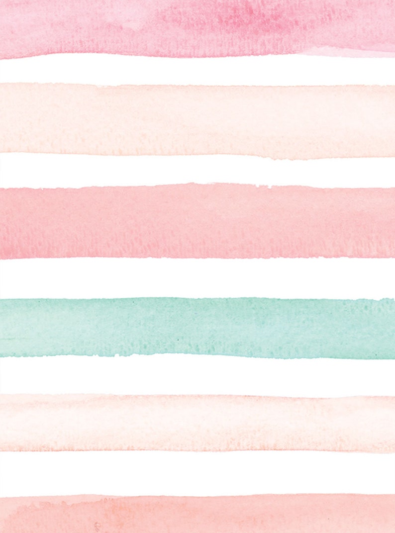 Watercolor Stripes Coral Mint Peel & Stick Fabric Wallpaper - Etsy