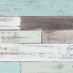 Reclaimed Painted Beach Wood Mural Wallpaper, Beach Wood, Wood Extra Large Wall Art, Peel and Stick Wall Mural image 3