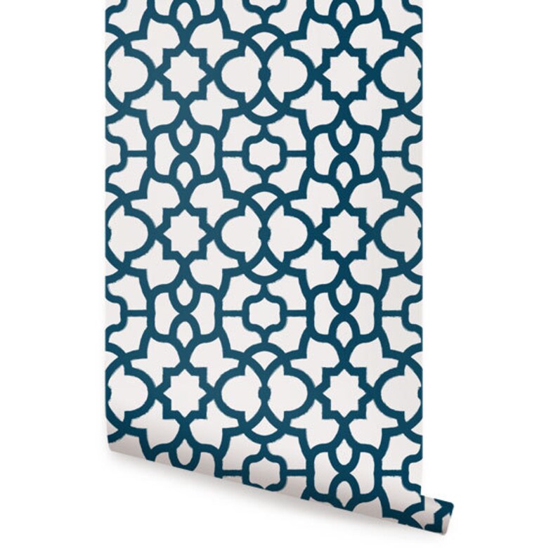 Trellis Navy Peel & Stick Fabric Wallpaper Repositionable Etsy