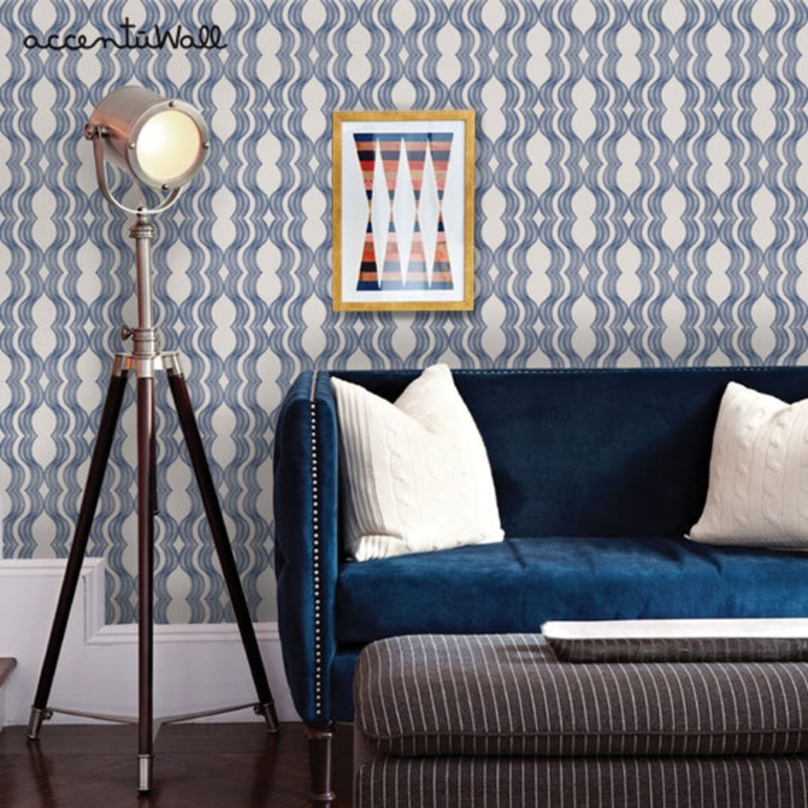 Wave Navy Peel & Stick Fabric Wallpaper Repositionable - Etsy