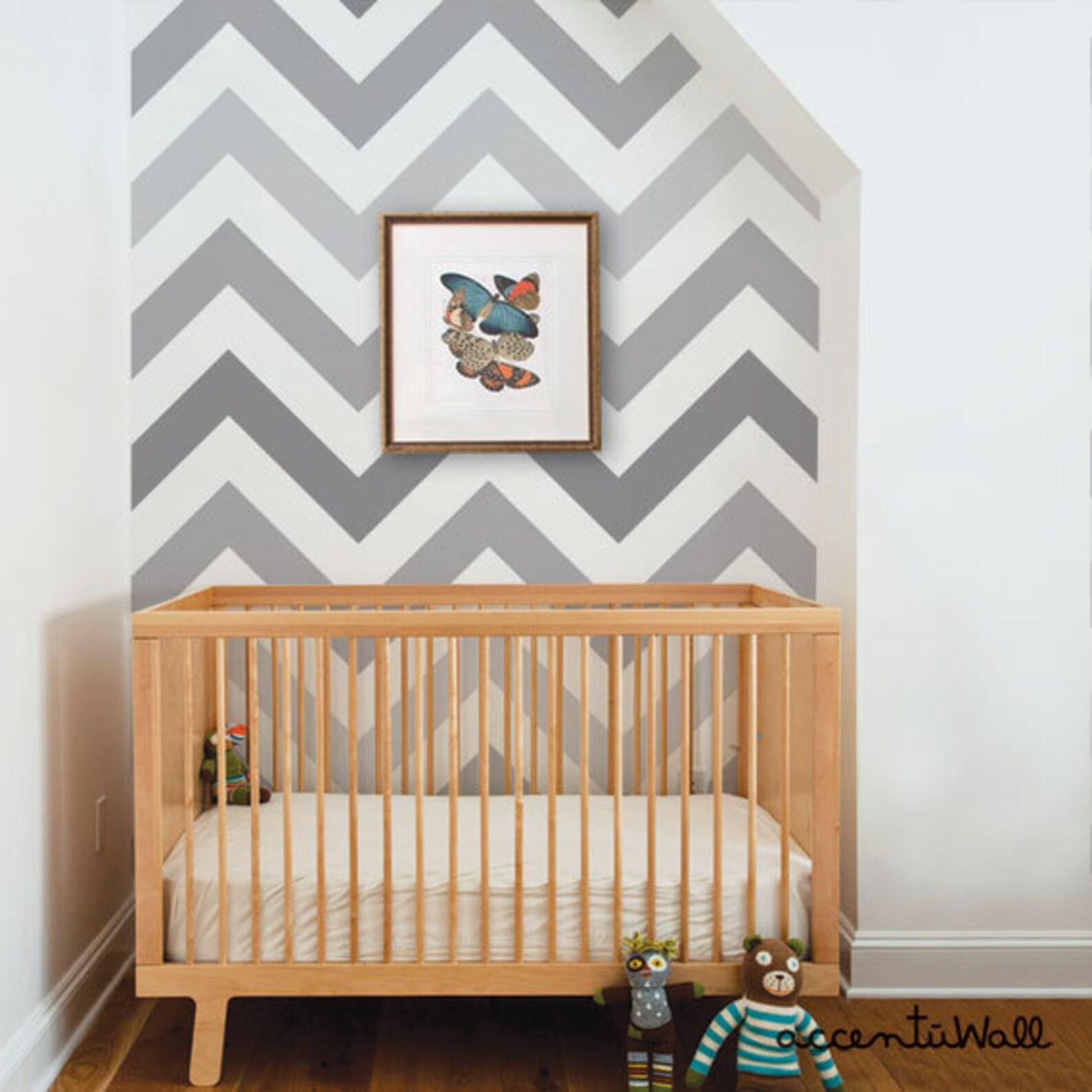 Chevron Cool Grey Peel & Stick Fabric Wallpaper Repositionable Etsy