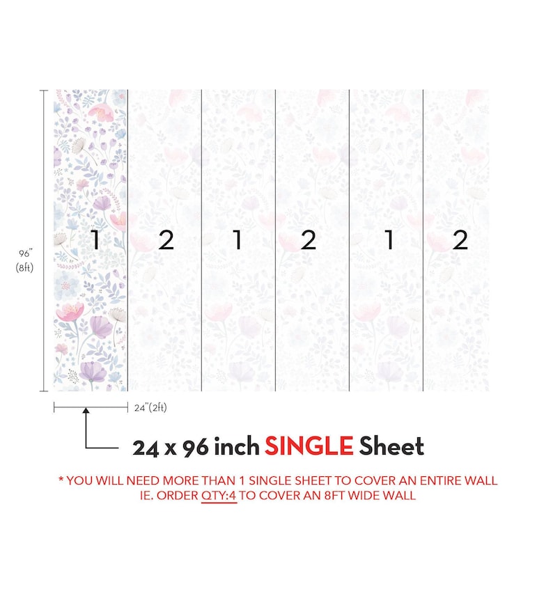 Watercolor Floral Wallpaper Mural | Pink & Purple, Non-Toxic image 6
