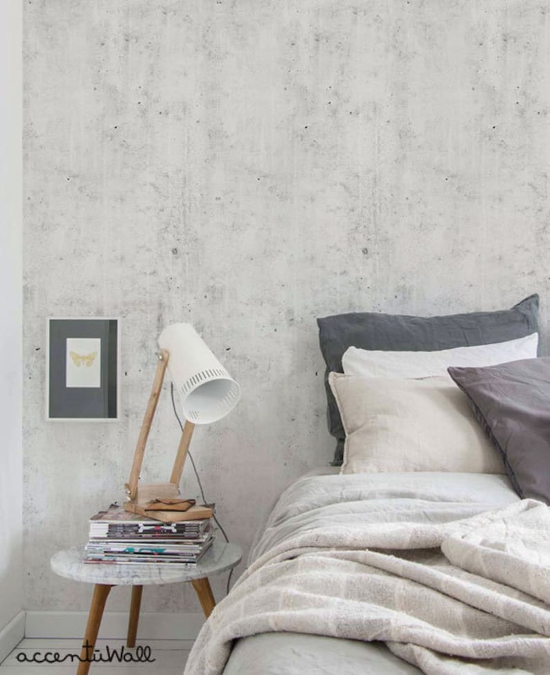 Cement Concrete Light Grey Peel & Stick Fabric Wallpaper Etsy