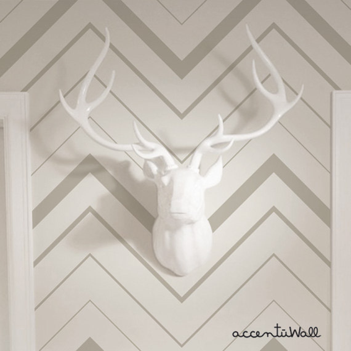 Chevron Bold Grey Peel & Stick Fabric Wallpaper Repositionable Etsy