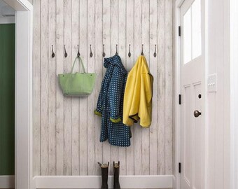 White Wood Wall Covering | White | Peel and Stick or Unpasted Wallpaper Mural | Non-toxic