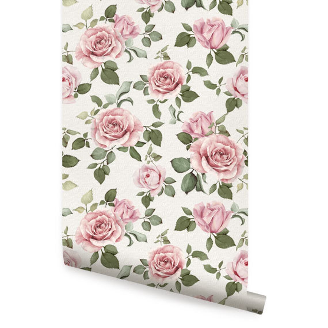 ROSE WALLPAPER Peel & Stick Fabric Wallpaper Repositionable Etsy