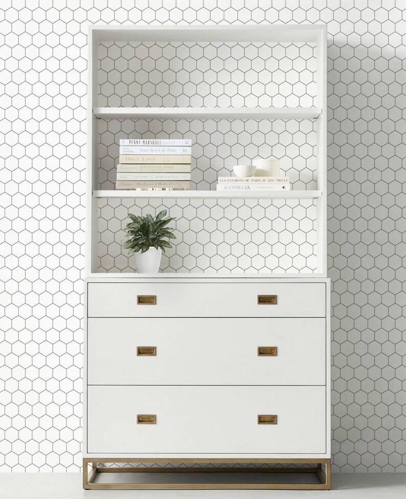 Hexagon Lines Peel & Stick Fabric Wallpaper Repositionable Etsy