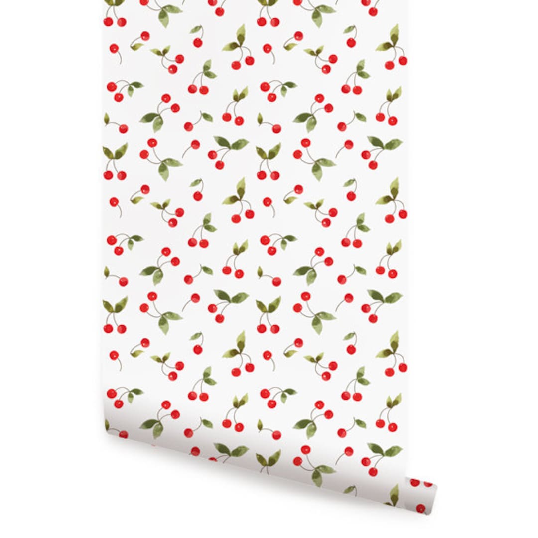 Cherries Bunch Peel & Stick Wallpaper Repositionable - Etsy UK