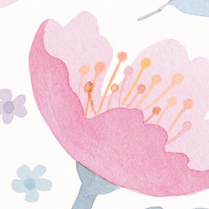 Watercolor Floral Wallpaper Mural | Pink & Purple, Non-Toxic image 5