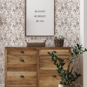 Watercolor Foliage Wall Covering | Brown | Peel and Stick or Unpasted Wallpaper Mural | Non-toxic image 3