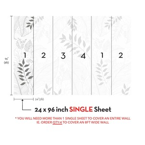 Hand Drawn Floral Leaves Mural Wall Covering | Grey | Peel and Stick or Unpasted Wallpaper Mural | Non-toxic image 7