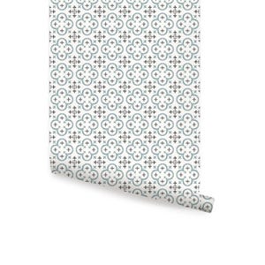 Flower Moroccan Tile Blue   Wallpaper
