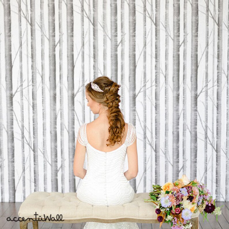 Peel and Stick Wallpaper Birch Tree Peel and Stick Fabric Etsy Canada