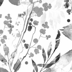 Watercolor Foliage Wall Covering | Black and White | Peel and Stick or Unpasted Wallpaper Mural | Non-toxic image 5