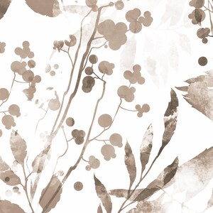Watercolor Foliage Wall Covering | Brown | Peel and Stick or Unpasted Wallpaper Mural | Non-toxic image 5