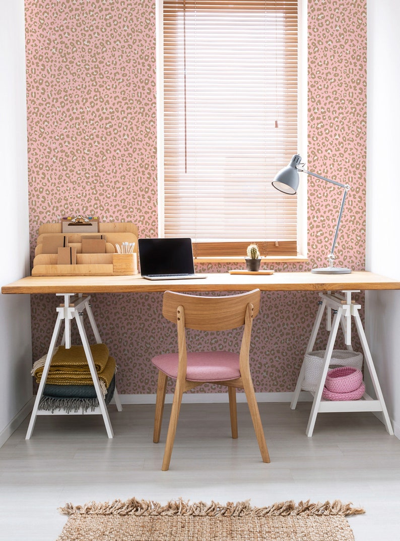 Animal Print Leopard Wallpaper Pink Self Adhesive Fabric Etsy