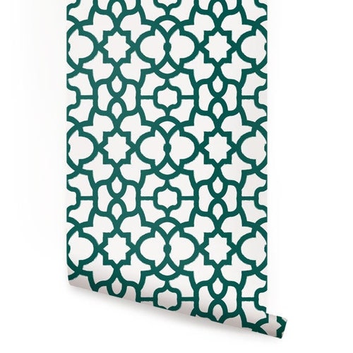 Avant Trellis Peacock Peel & Stick Fabric Wallpaper Etsy