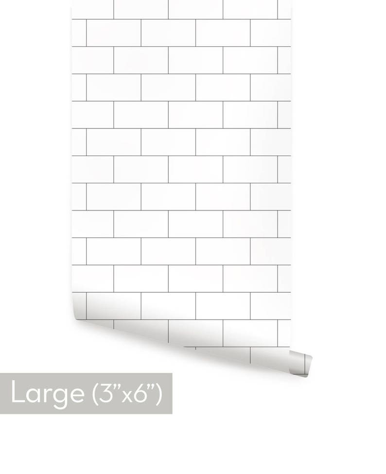 Large Subway Tile Pattern Lines Peel & Stick Fabric Wallpaper Etsy