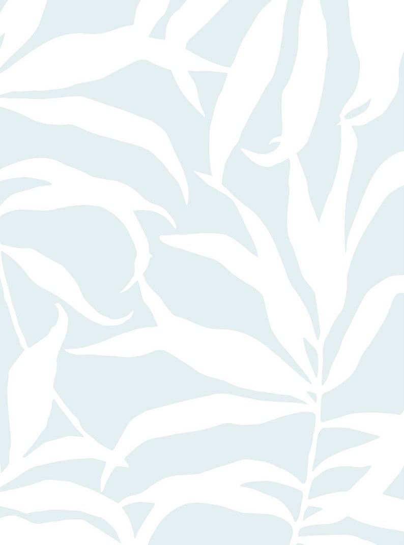 Tropical Palm Leaves Solid Light Blue Peel & Stick Fabric Etsy