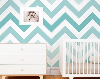 Chevron Teal Peel & Stick  Wallpaper Repositionable