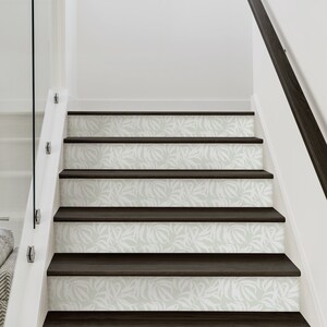 Tropical Palm Leaves, Sage, Repositionable Stair Riser Strip image 2