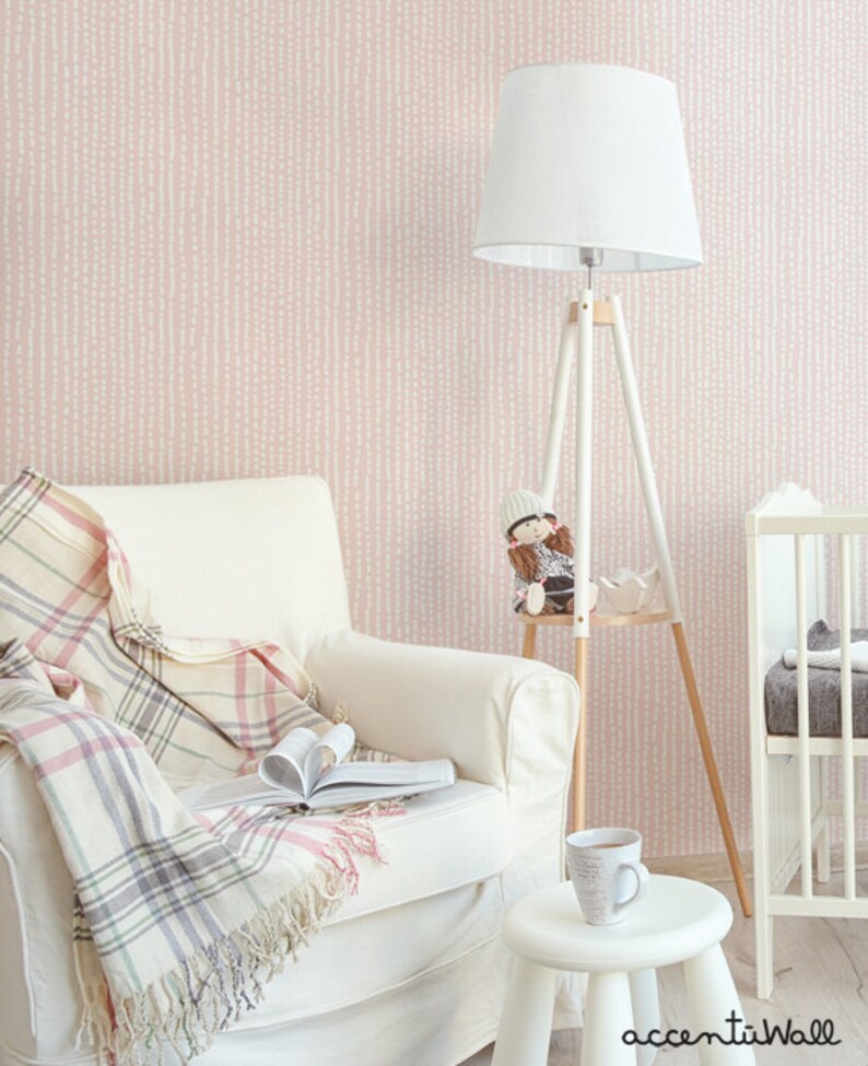 Line Art Pale Pink Peel & Stick Fabric Wallpaper - Etsy