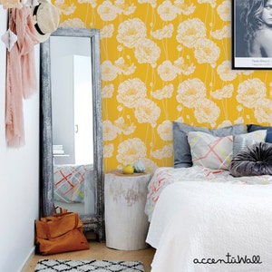 Peony Yellow Peel & Stick  Wallpaper Repositionable