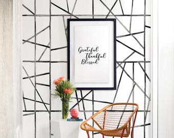 Watercolor Abstract Modern Lines Accent Mural Wallpaper, Line Art, Extra Large Wall Art, Peel and Stick Wall Mural