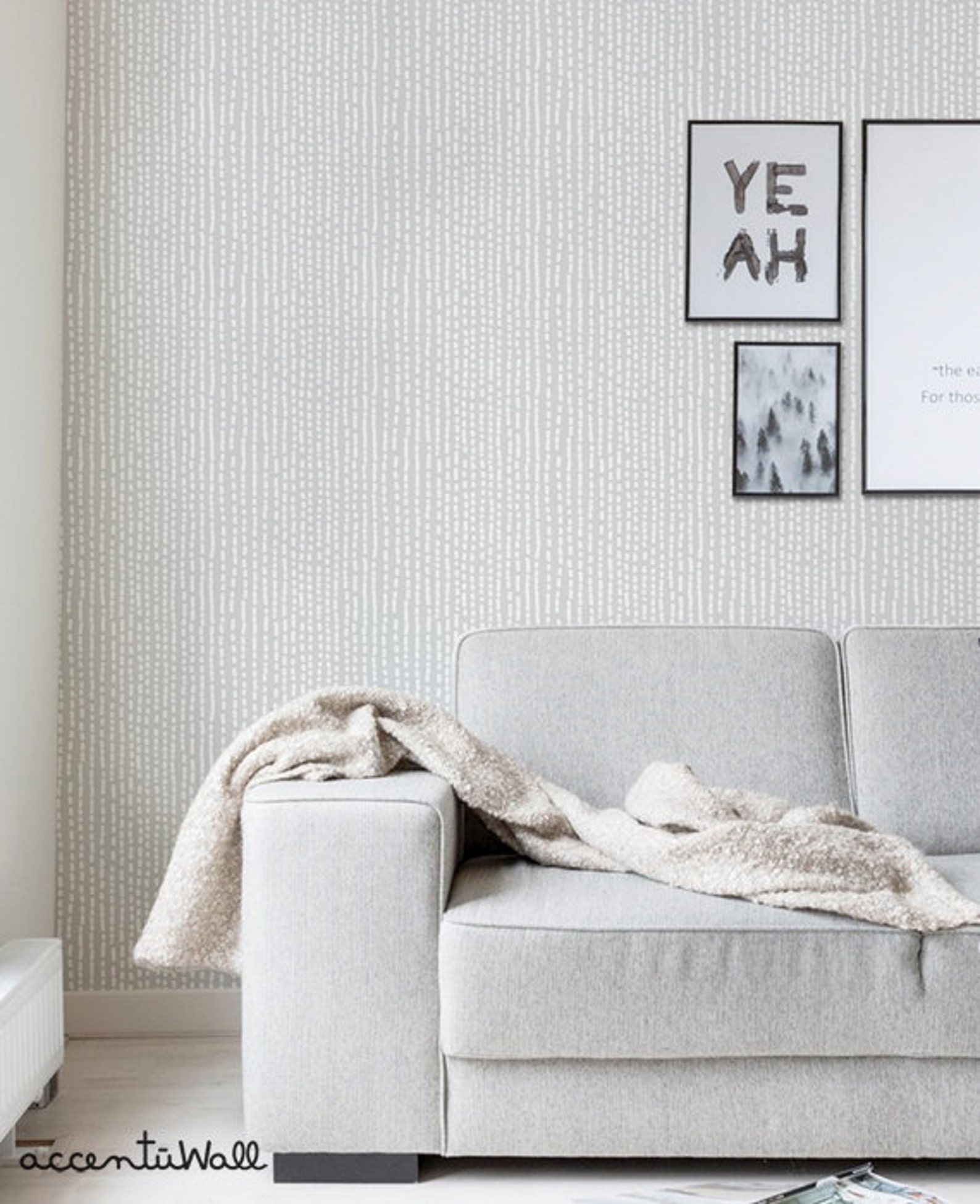 Line Art Cool Grey Peel & Stick Fabric Wallpaper Etsy