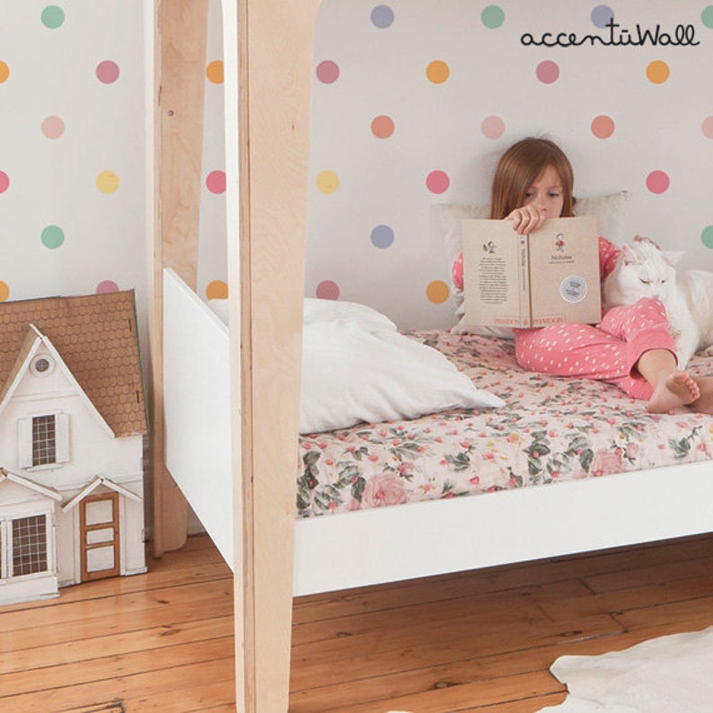 Polka Dot Pink Peel & Stick Fabric Wallpaper Repositionable Etsy